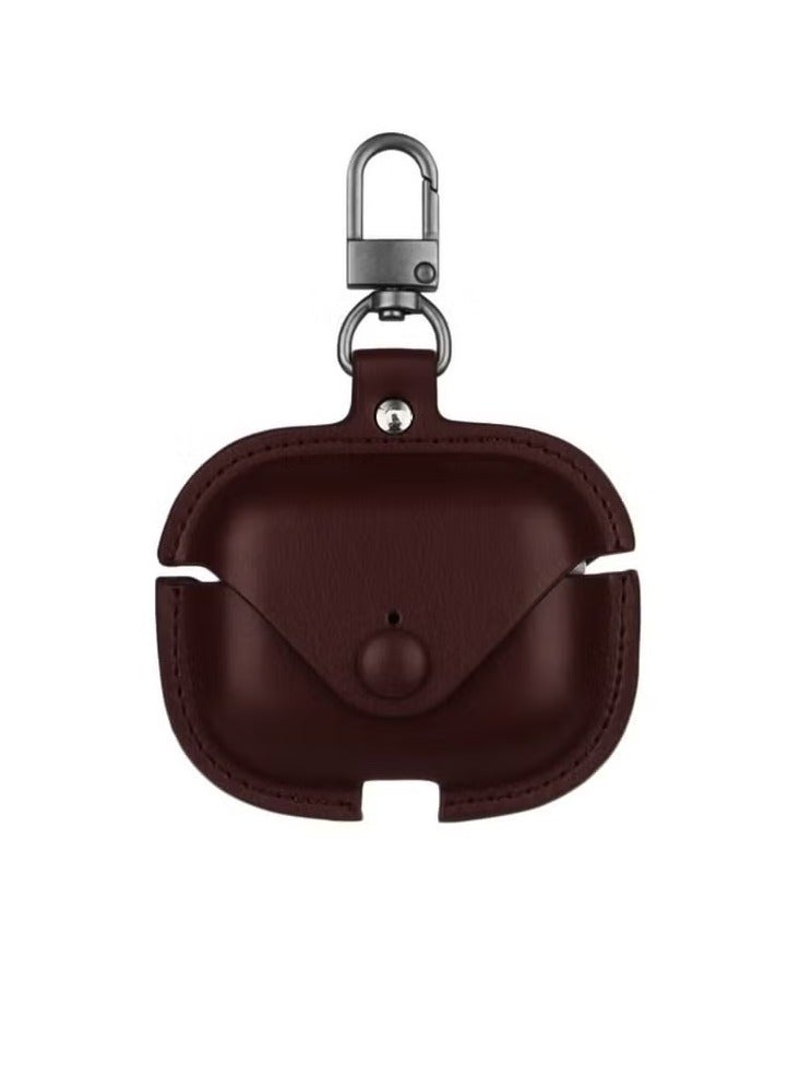 Leather Case for AirPods Pro 2nd Generation with Keychain | Protective Cover, Shockproof, Scratch Resistant, Charging Indicator Visible – Brown